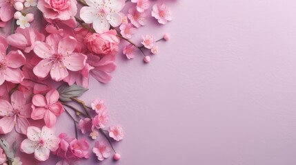 Naklejka na ściany i meble Flower Border with Typo Space on Empty Background