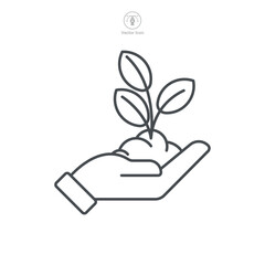 Eco Care. leaf and hand, care nature Icon symbol template for graphic and web design collection logo vector illustration