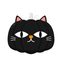 Pumpkin head. Cute and scary halloween pumpkin monster. Holidays cartoon character in flat style collection. Face cat on Pumpkin.