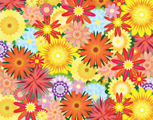 Fototapeta na wymiar Background editable vector illustration of diverse flowers