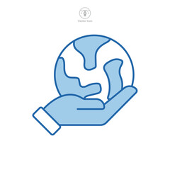 Save Earth Icon symbol template for graphic and web design collection logo vector illustration