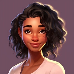Stunning Afro-American beauty in vibrant 3D cartoon style, generative AI