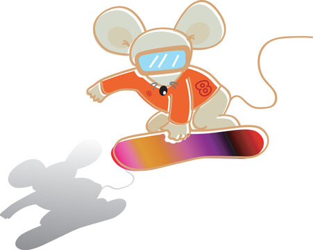vector illustration for a mouse as a snowboard player