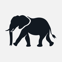 Elephant vector silhouette, flat style. Isolated elephant in vector.