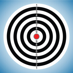 Dartboard illustration isolated over gradient blue background