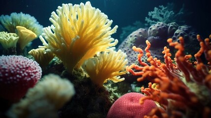 Fototapeta na wymiar a close up of corals. Generative AI Art.