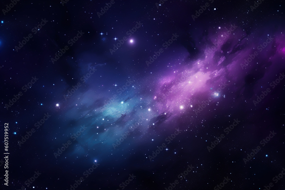 Wall mural blue and purple galaxy background created with generative ai technology
