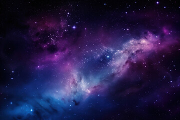 Fototapeta na wymiar Blue and Purple Galaxy Background Created with Generative AI Technology