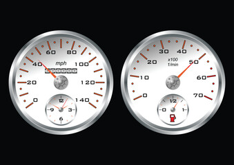 White dashboard car isolated over black background