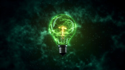 Grüne Glühbirne - Symbol für nachhaltige Energie und Umweltschutz