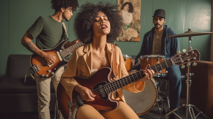 Obraz premium person playing guitar Generative Ai