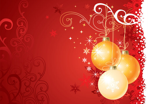 Christmas background / balls and ornament / vector illustration