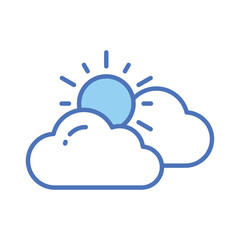 Sun with clouds denoting concept vector of weather in trendy style, premium icon