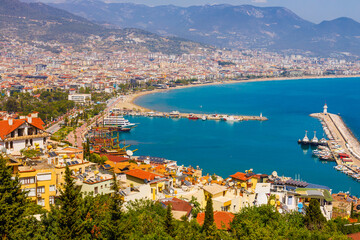Alanya city, Antalya district, Turkey. Sunny summer and blue sea