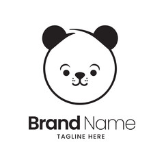 panda bear cartoon logo, vector logo, panda icon