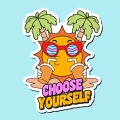 groovy illustration with 90s character