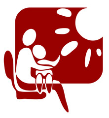 Symbol of sitting woman with child  in a transport.