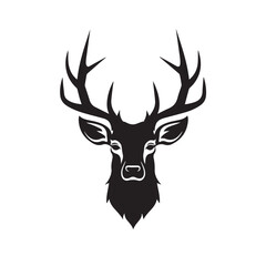 Obraz premium deer head silhouette, deer logo, deer minimal logo vector, deer illustration