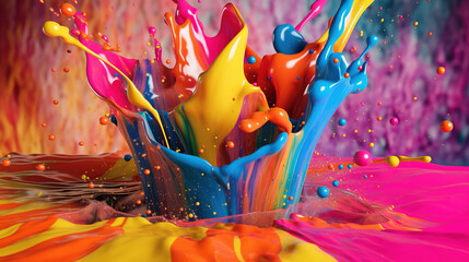 Abstract colorful paint splash 4k wallpaper. AI