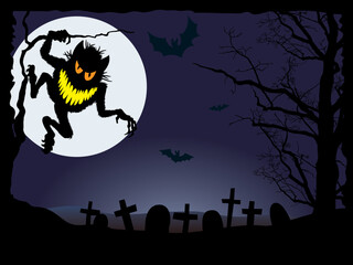 Demonic night, vector illustration for Halloween holiday