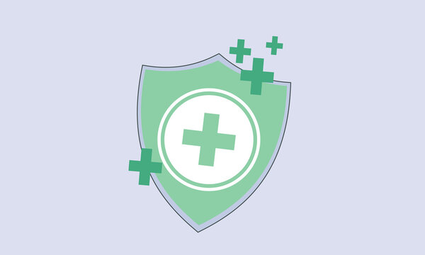 shield icon and green plus sign