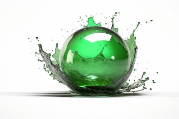 stock photo of green water liquid splash in sphere photography Generative AI