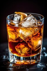 Whiskey on the rocks. Generated AI
