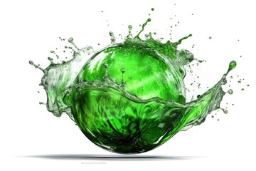 stock photo of green water liquid splash in sphere photography Generative AI