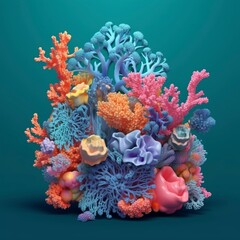 Beautiful corals on blue background 