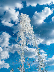 Fountain jets against the sky