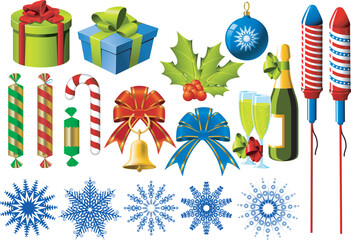 Group of christmas and New Year symbols