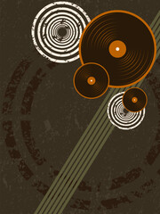 Grunge Music Vector Background in Retro colors