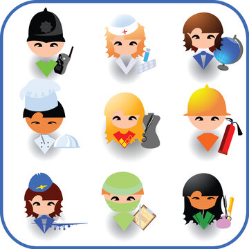 People's occupations. Icon set