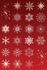 20 beautiful cold crystal gradient snowflakes - vector illustration. Fully editable, easy color change.