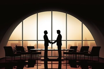 Silhouette of Two Businessmen Shaking Hands
