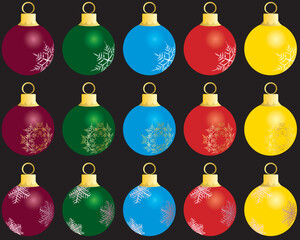 Set of Christmas (New Year) balls for design use. Vector illustration.