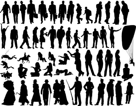 Big vecto collection of different silhouettes people