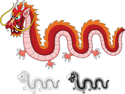 A vector cute dragon illustration.