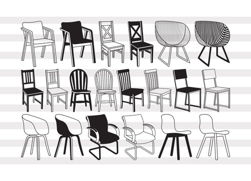 Chair SVG, Chair Silhouette, Office Chair Svg, Decorator Chair Svg, Folding Chair Svg, Lounge Chair Svg, Chair Bundle, P0019