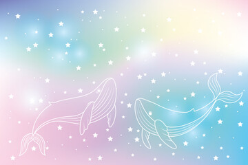 Beautiful vector background with whales and stars.