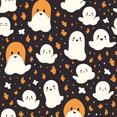 Seamless repeating pattern - Cute ghosts - Wallpaper - Generative AI