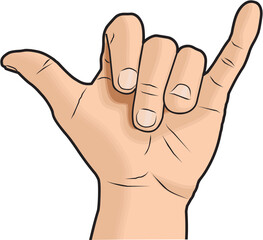 Illustration of a Shaka hand sign