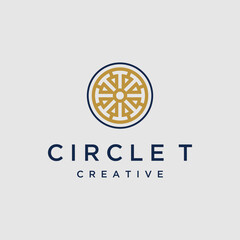 Letter T with circle ornament Logo Design Template Inspiration