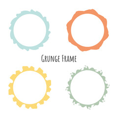 The round element has a hand-drawn brushstroke. The brushstroke is perfect for a variety of design projects such as logos, banners, postcards and more. Vector illustration