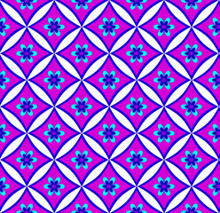 Seamless vector geometric texture in the form of a bright floral pattern on a white background