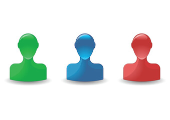 Buddy icons in different colors isolated over white