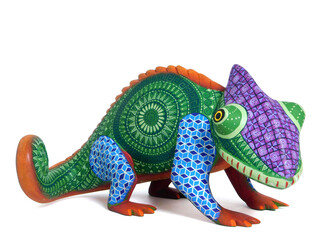 Chameleon Sculpture Isolated in White