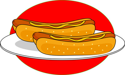 A Couple of hotdogs on a plate