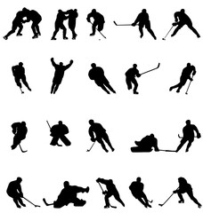 detailed hockey silhouettes easy to edit