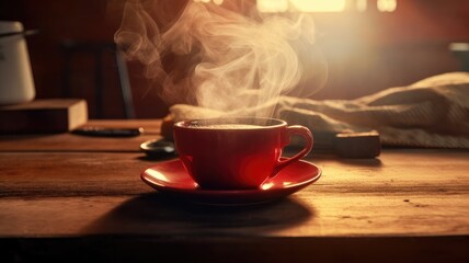 still light of coffee cup with smoke . Generative AI